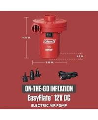 Coleman EasyFlate 12V Dc Electric Air Pump, Car Plug Inflator with 3 Adapters