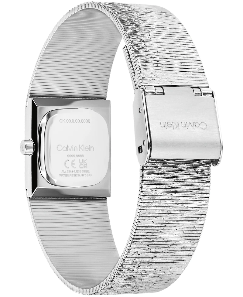 Calvin Klein Women's Sophisticated Square Silver-Tone Stainless Steel Mesh Bracelet Watch 20mm