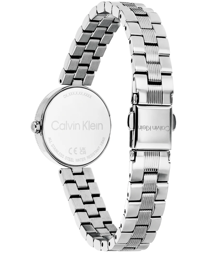 Calvin Klein Women's Gleam Silver-Tone Stainless Steel Bracelet Watch 24mm