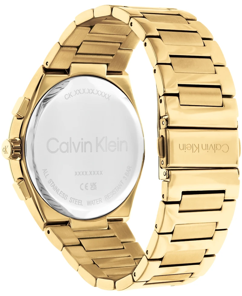 Calvin Klein Men's Distinguish Skeleton Gold-Tone Stainless Steel Bracelet Watch 44mm