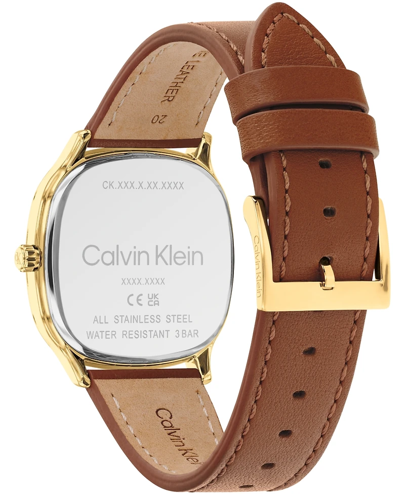 Calvin Klein Men's Ck Shape Tan Leather Strap Watch 37mm