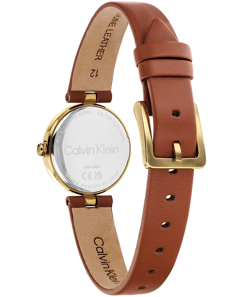 Calvin Klein Women's Gleam Tan Leather Strap Watch 24mm