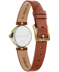 Calvin Klein Women's Gleam Tan Leather Strap Watch 24mm