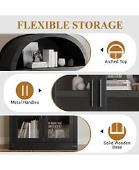 gaomon 6-Shelf Bookcase with Glass Doors, Modern Wooden Display Cabinet for Storage