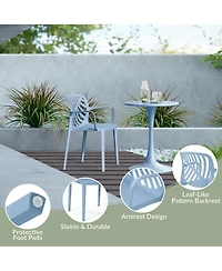 5-Piece Outdoor Resin Round Patio Dining Table Set with Modern Stackable Chairs