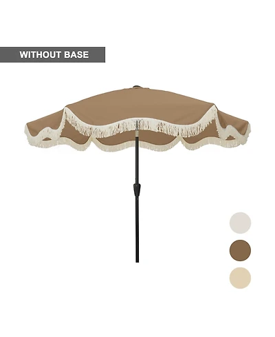Clihome 101.97'' Tilt Market Umbrella with Fringe Outdoor