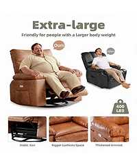homfan Manual Recliner, Pu Leather Rocker with Heat and Massage, Swivel Recliner Chairs, Ergonomic Lounge Chair Remote Side Pocket