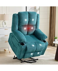 homfan Power Lift Recliner for Elderly, Modern Terry Cloth, Heat and Massage, Electric Stand Assist, Cup Holders, Side Pocket, Living Room Seating
