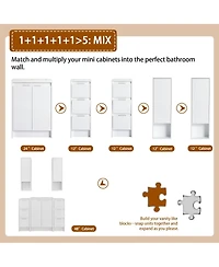 Sillysis 47 Inch Freestanding Bathroom Vanity with Resin Sink, Soft Close Doors, Water-Resistant, 2 Storage Cabinets, 2 Wall Cabinets