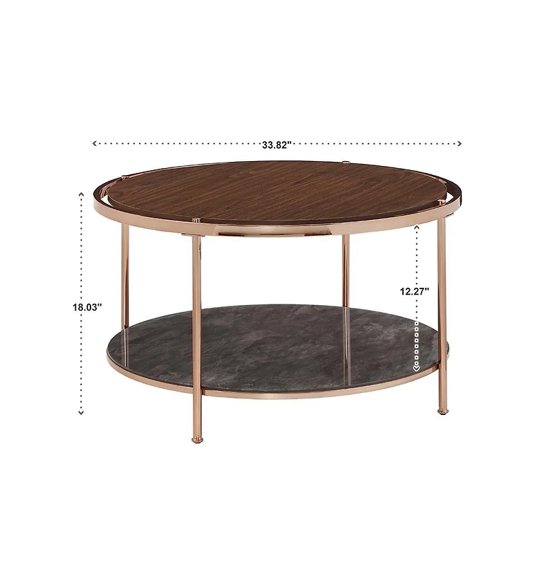 iNSPIRE Q Champagne Coffee Table with Dark Marble Glass Shelf