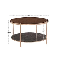 iNSPIRE Q Champagne Coffee Table with Dark Marble Glass Shelf