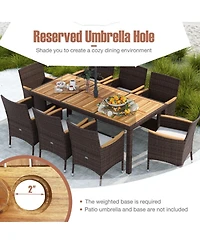 Sugift 9-Piece Outdoor Dining Set with Acacia Wood Table Top