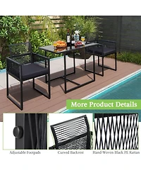 Sugift 3-Piece Outdoor Dining Set with Folding Backrest and Seat Cushions