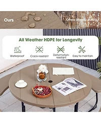 Sugift 8-Person Outdoor Picnic Table and Bench Set with Umbrella Hole