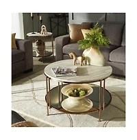 iNSPIRE Q Coffee Table With Faux Marble Top and Mirror Bottom