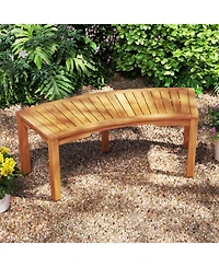 Sugift Set of 7 Outdoor Acacia Wood Curved Garden Bench 2-Person