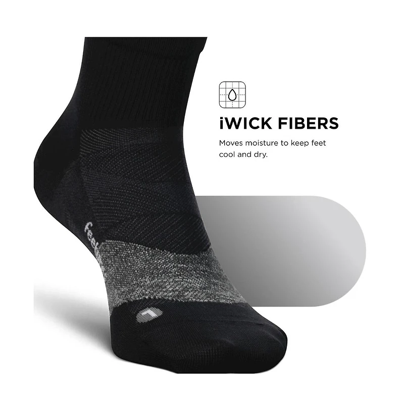 Feetures Men's Elite Light Cushion Quarter Solid - Sport Sock with Targeted Compression