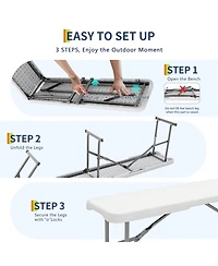 gaomon 1 piece Portable Heavy-Duty 6FT Folding Outdoor Benches for Patio, Picnic, Camping, Party