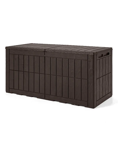 Gouun Waterproof Lockable 120 Gallon Outdoor Deck Box with Bench Seat-Dark