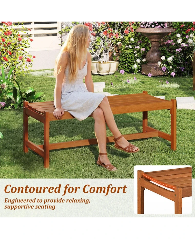 Gouun Set of 2 44 In Solid Hardwood Outdoor Patio Benches with Teak Oil Finish