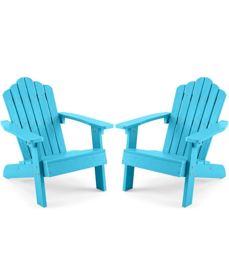 Gouun Set of 2 Kids Hips Adirondack Chairs with Tilted High Backrest Pool-Friendly