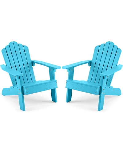 Gouun Set of 2 Kids Hips Adirondack Chairs with Tilted High Backrest Pool-Friendly