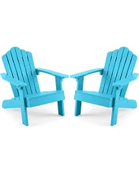 Gouun Set of 2 Kids Hips Adirondack Chairs with Tilted High Backrest Pool-Friendly