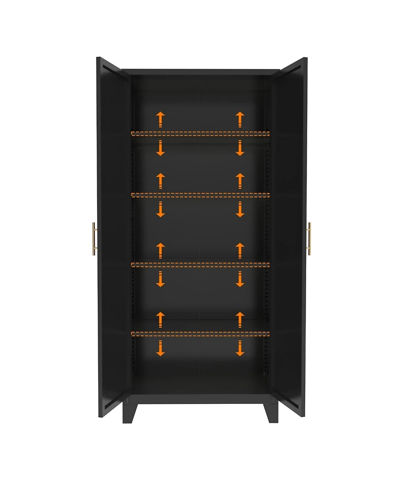 sumyeg Shapely Doors Cabinet Metal Storage with and Adjustable Shelves