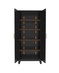 sumyeg Shapely Doors Cabinet Metal Storage with and Adjustable Shelves