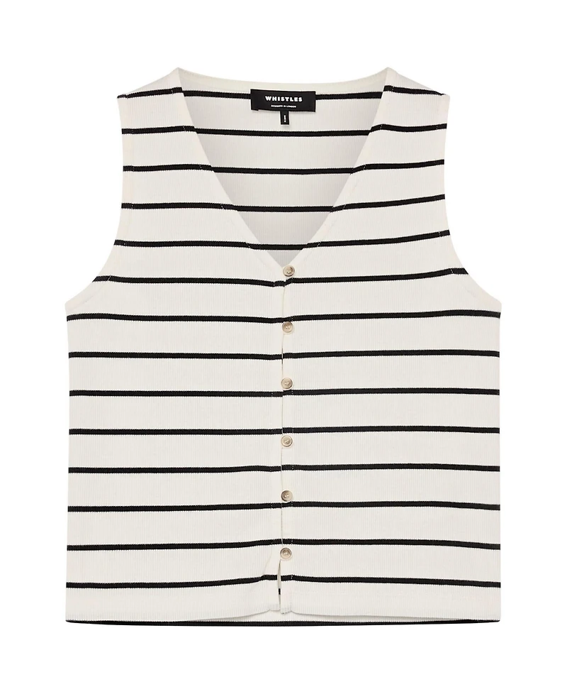 Whistles Women's Stripe Button Front Tank