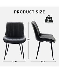 gaomon Set of 2 Modern Faux Leather Upholstered Dining Chairs, Linear Design Side Chairs with Sturdy Metal Legs