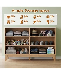 homfan Fluted 6 Drawer Dresser with Handles