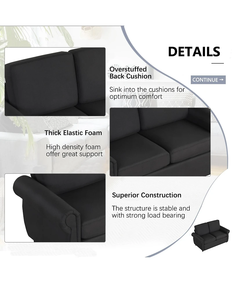 Clihome Orisfur Pull Out Sofa Bed Loveseat Sleeper with Mattress and Usb Ports