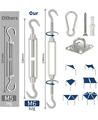 gaomon Shade Sail Hardware Kit, 6 Inch Outdoor Sun Sail Accessories, 304 Stainless Steel Turnbuckles and Brackets for Triangle Sails