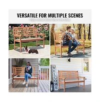 Sugift 48 in Outdoor Wood Garden Bench with Backrest and Armrests, 700 lbs Load Capacity, Patio Seating