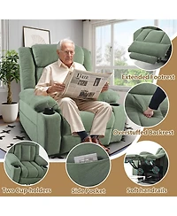 Clihome Power Lift Recliner Chair for Elderly,Fabric Lift Chairs for Living Room,Home Theater Seating with 2 Cup Holders,Side Pockets,Remote Control