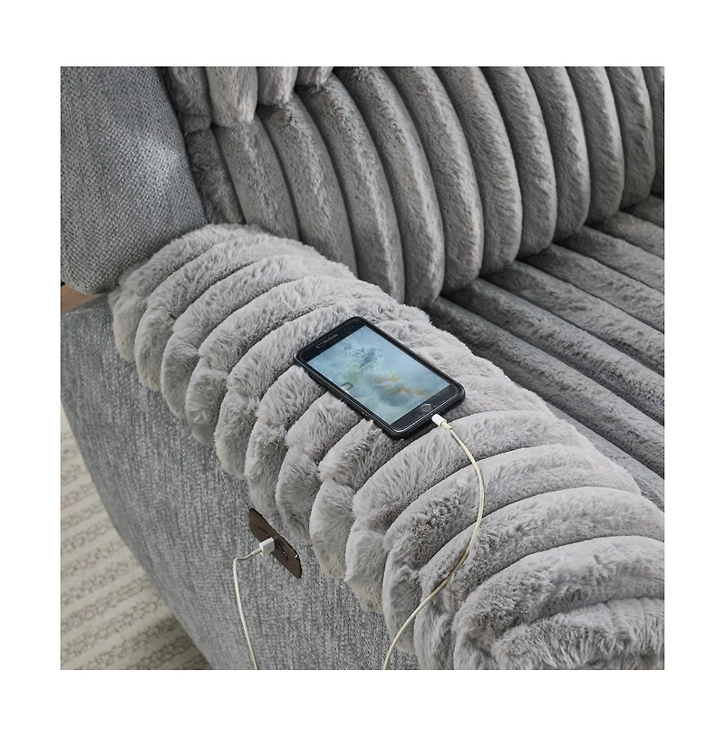 Clihome Power Recliner Chair Fabric Two Tones