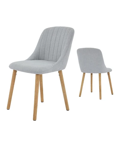 gaomon Set of 2 Mid-Century Modern Armless Dining Chairs, Upholstered Fabric Seat And Back with Sturdy Metal Legs