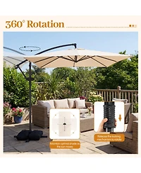 Gouun 8 x 8 Ft Square Offset Cantilever Patio Umbrella with 360 Rotation