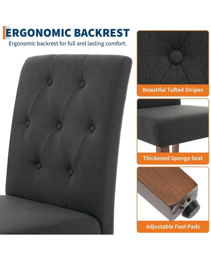 gaomon Set of 2 Modern Fabric Upholstered Dining Chairs