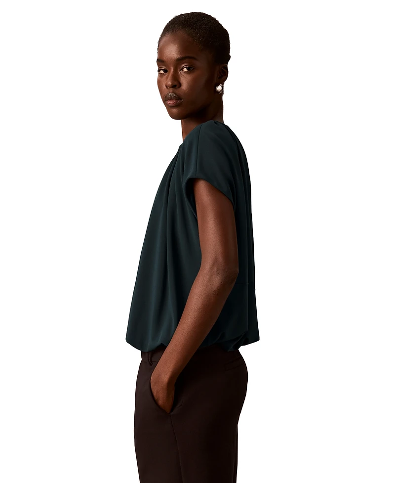 Calvin Klein Petite Shirred Crewneck Top