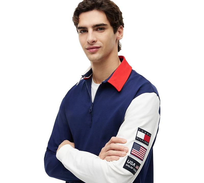 Tommy Hilfiger Men's Us Sailing Color-Block Regular-Fit Rugby Shirt