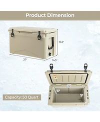 Gouun 50 Quart Rotomolded Insulated Ice Chest Cooler with Integrated Cup Holders