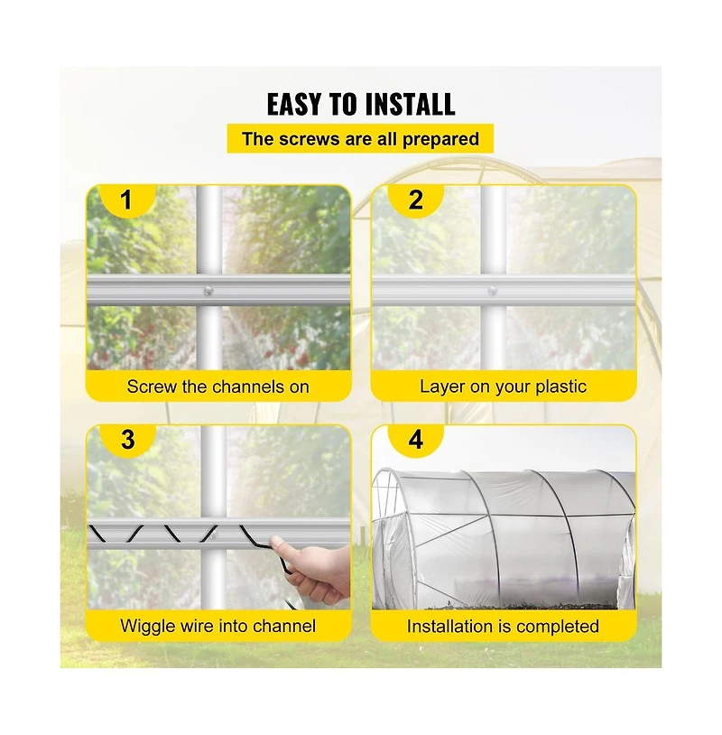 Sugift Spring Wire and U Channel Bundle 6.56 ft 40 Packs Aluminum Alloy Greenhouse Film Lock