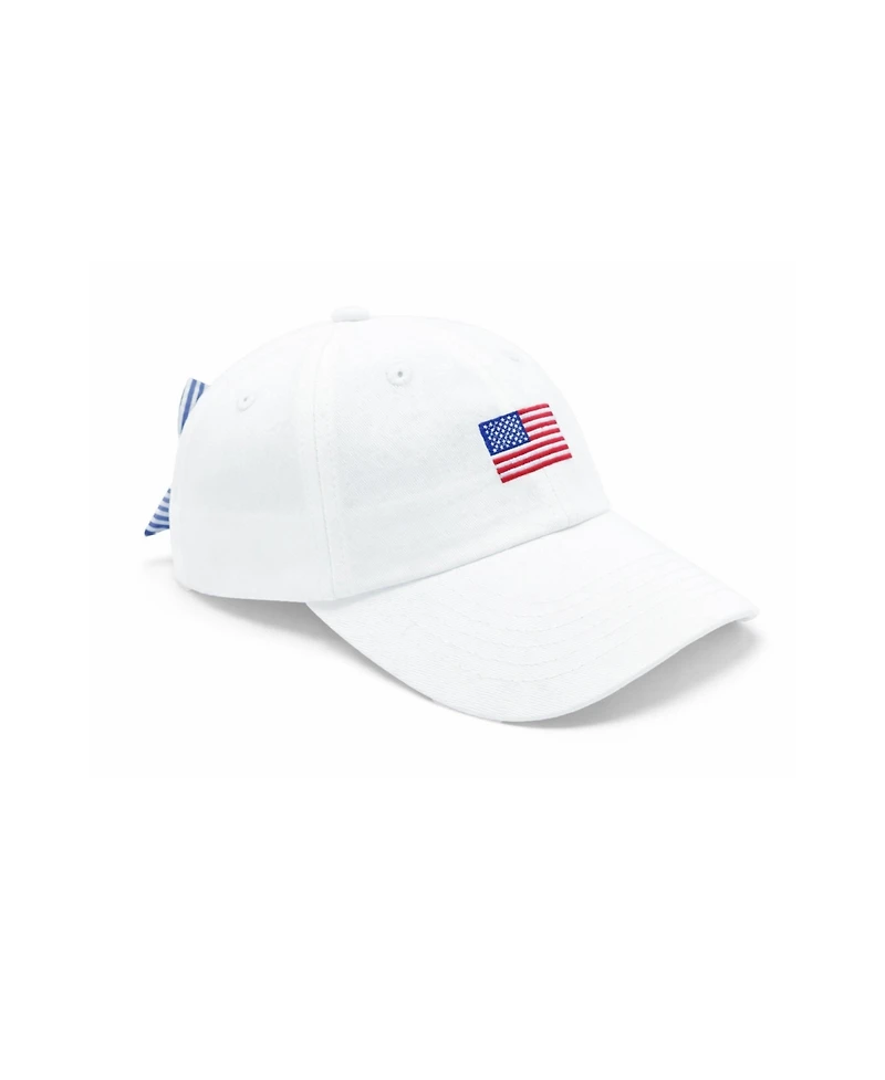 Bits & Bows Girls and Little/Big M/L- S/M American Flag Bow Baseball Hat