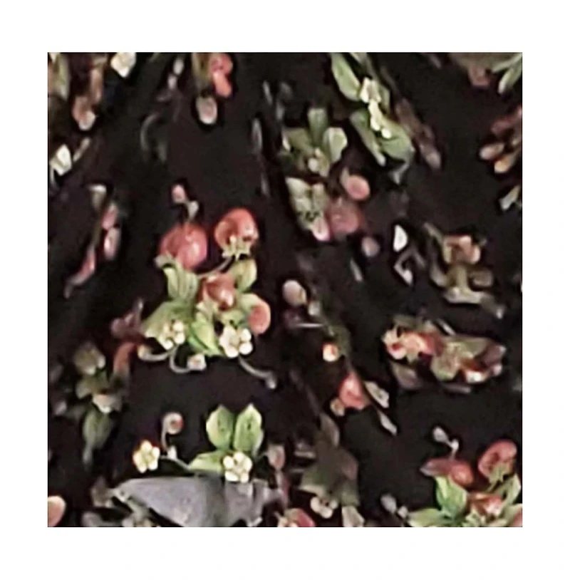 Rlf Home Strawberry Fields 3-Scoop Victory Swag Window Valance with 4" Top Tabs 50" x 18" Black