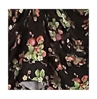 Rlf Home Strawberry Fields 3-Scoop Victory Swag Window Valance with 4" Top Tabs 50" x 18" Black