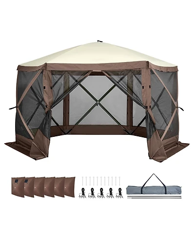 Vevor Pop-up Camping Gazebo Canopy Shelter 6 Sided Sun Shade
