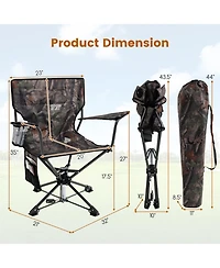 Sugift 360degree(s) Swivel Portable Foldable Hunting Chair Set of 2 with 600D Oxford Fabric