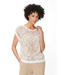 Olsen Women's Ajour Knit Neo Zebra Sweater